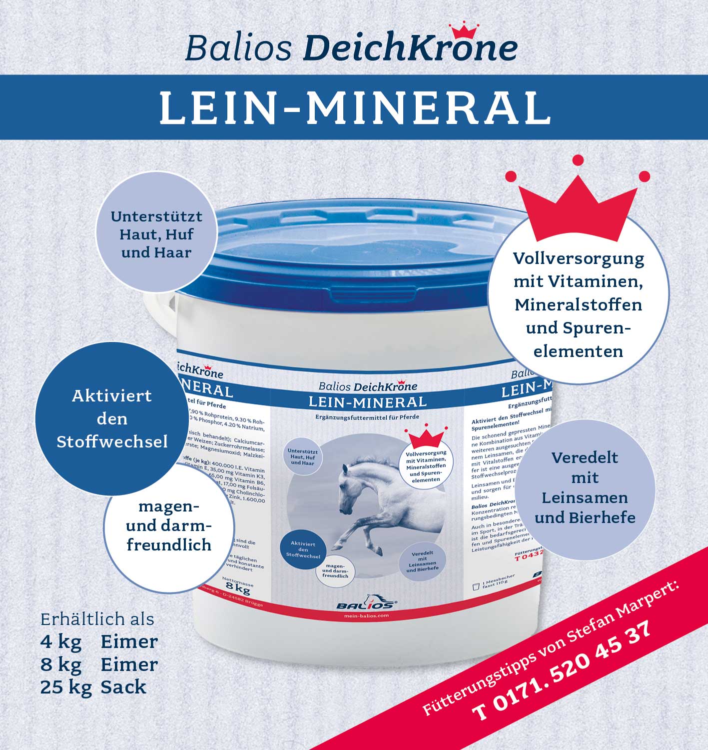 Balios DeichKrone Lein-Mineral für Pferde, 25 kg